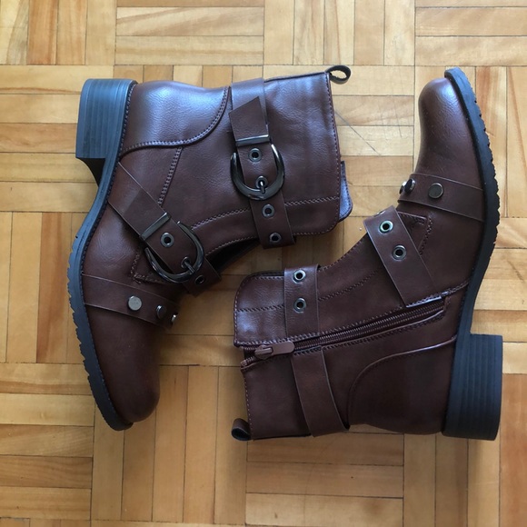 LA DONNA MODA brown faux leather booties size 38 - Picture 2 of 10